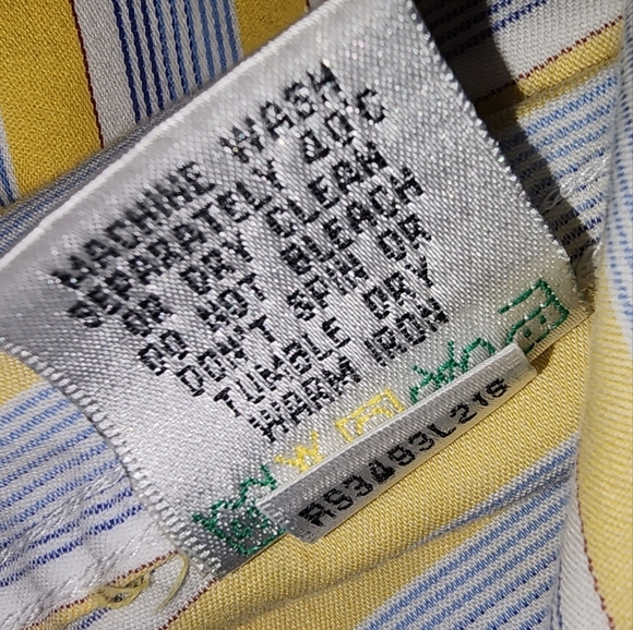 Bugatchi Yellow And Blue LS‎ Dress Shirt No Size - Picture 8 of 8